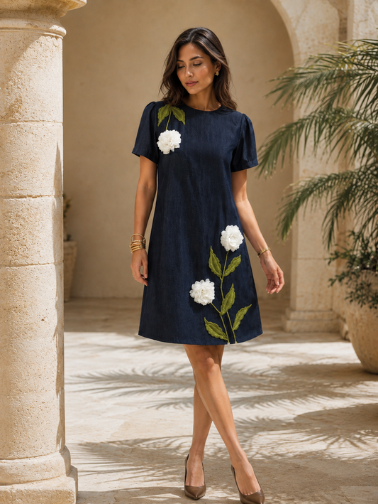 Midnight Blue Floral Dress