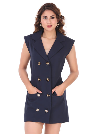 TRENCH DRESS IN BLUE BANANA CREPE