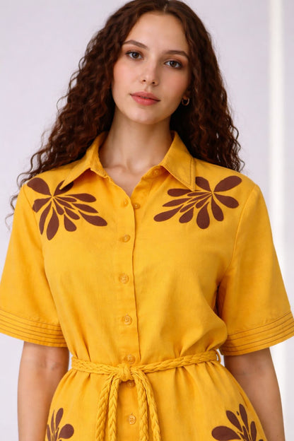 Sunburst bloom tie-up playsuit