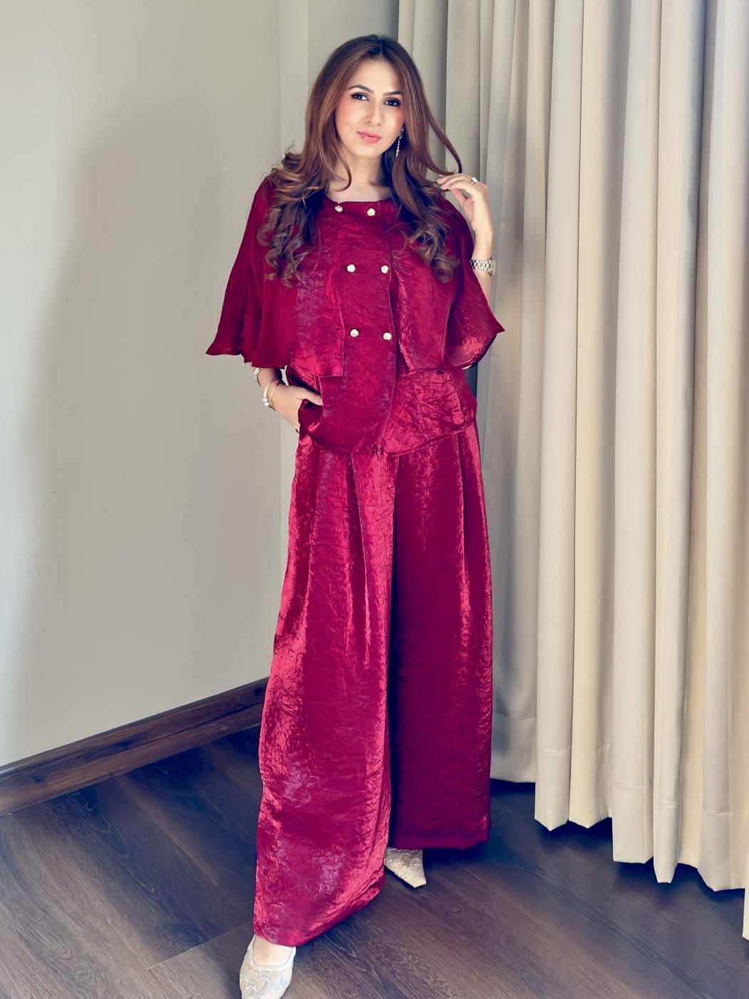 Crimson Cape Co-ord Set
