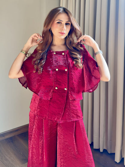 Crimson Cape Co-ord Set