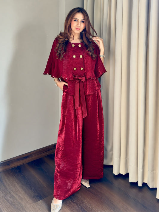 Crimson Cape Co-ord Set