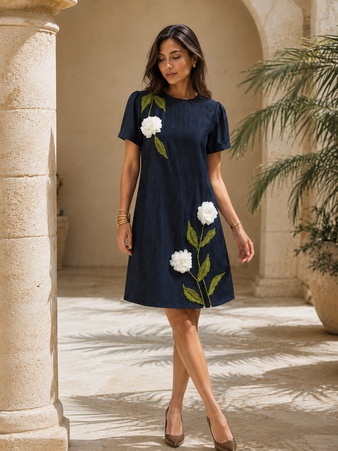 Navy Blue Floral Dress