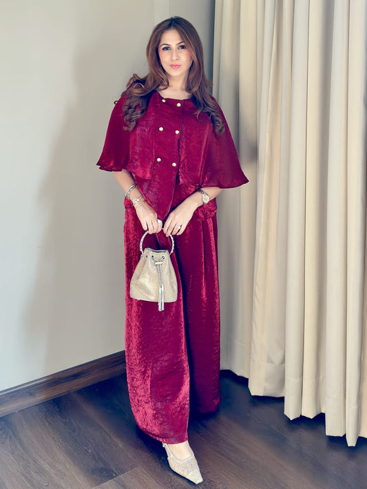 Crimson Cape Co-ord Set