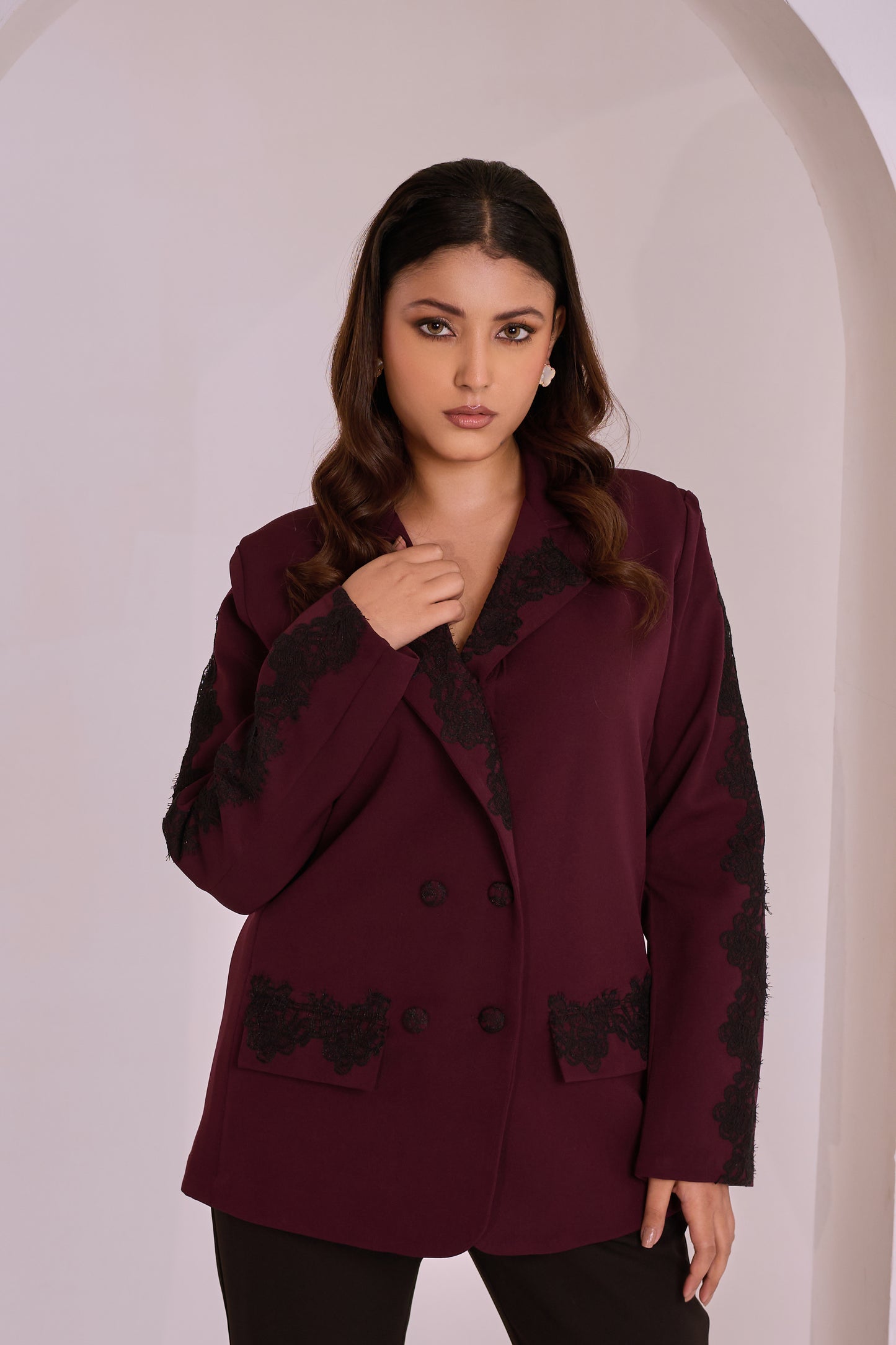 Burgundy Bloom Blazer