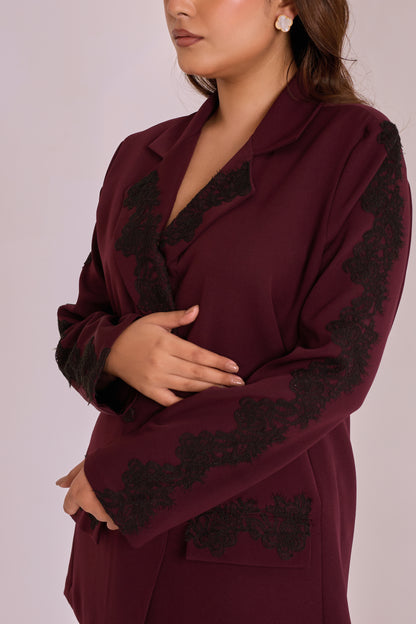 Burgundy Bloom Blazer
