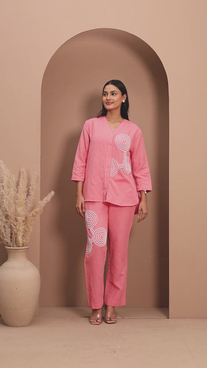Linen beaded Co-ord Set