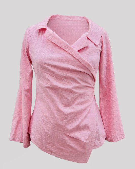 Blush Pearl Wrap Shirt