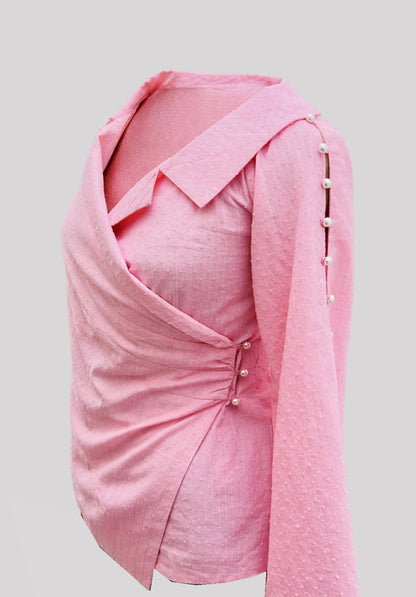 Blush Pearl Wrap Shirt