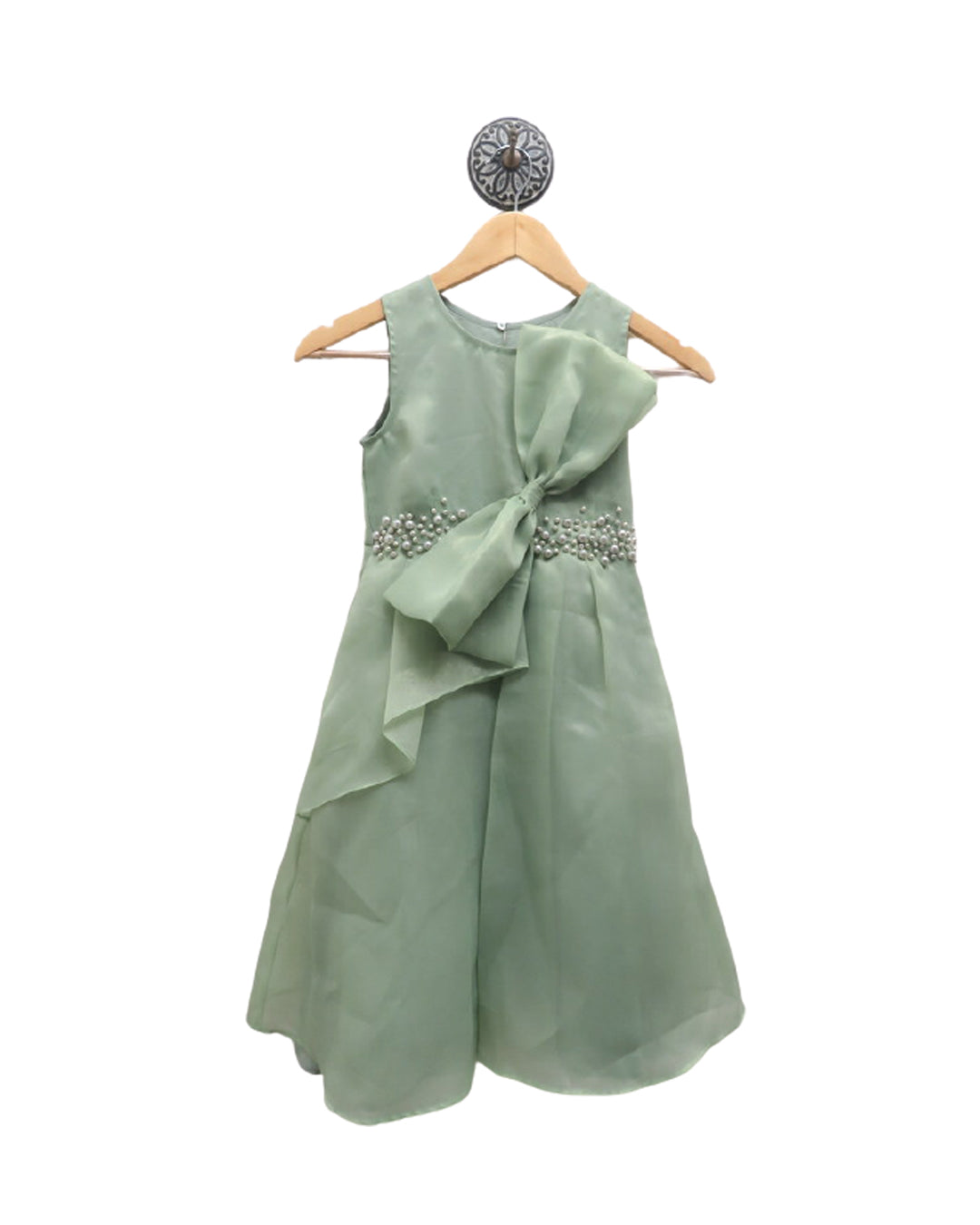 MINT GREEN PARTY DRESS WITH PEARL EMBELLISHMENT