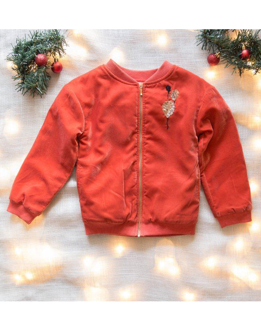 Coral Celebration Jacket With Golden And Black Balloon Embellishment         (Lead Time 15-20  Days)