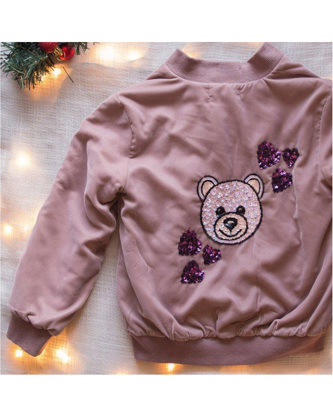 HELLO PANDA JACKET IN A BEAUTIFUL LILAC WITH PURPLE HEART EMBELLISHMENT           (LEAD TIME 10-15 DAYS)