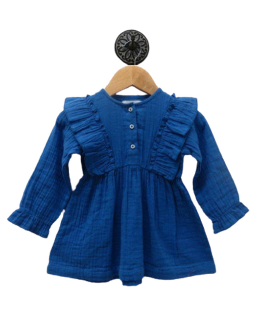 Blue Frill Dress With Full Sleeves