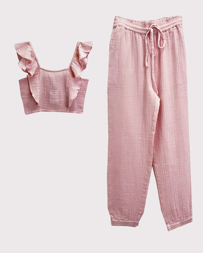FRILLY DOUBLE WEAVE COORDINATE SET BIG GIRLS