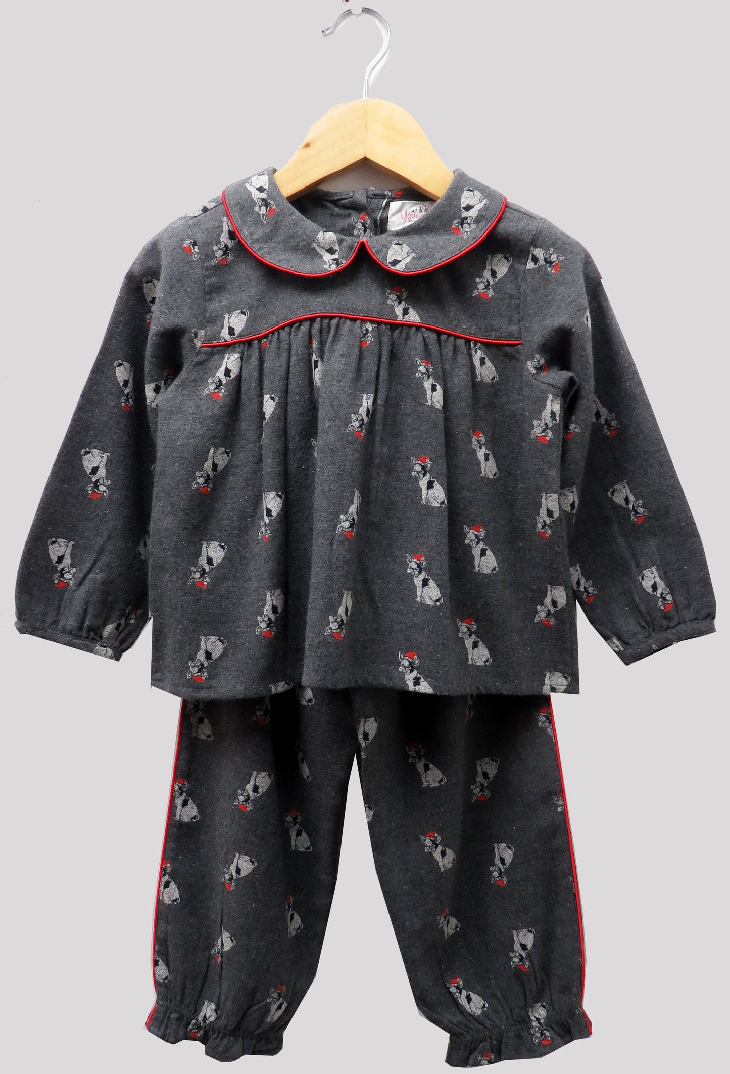 DOGGIE PRINT GREY WHITE AND RED NIGHTSUIT