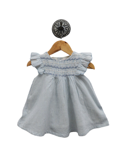 EMBELLISHED PINK AND BLUE SMOCKING DRESS WITH UNDER PANTS         (LEAD TIME 10-15 DAYS)