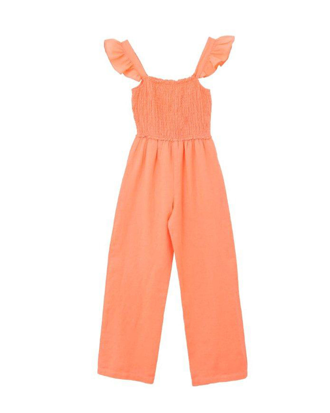 PEACH JUMPSUIT WITH FLUTTER SLEEVES