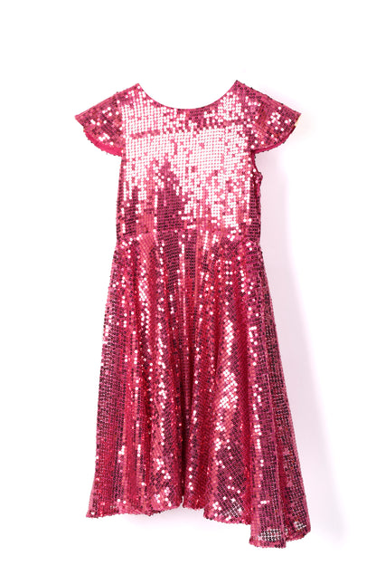 All Over Pink Sequins Festive Dress