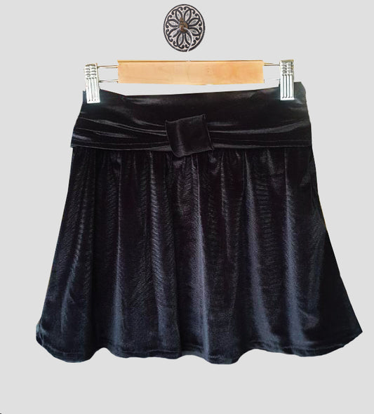 Black Velvet Flared Mini Skirt