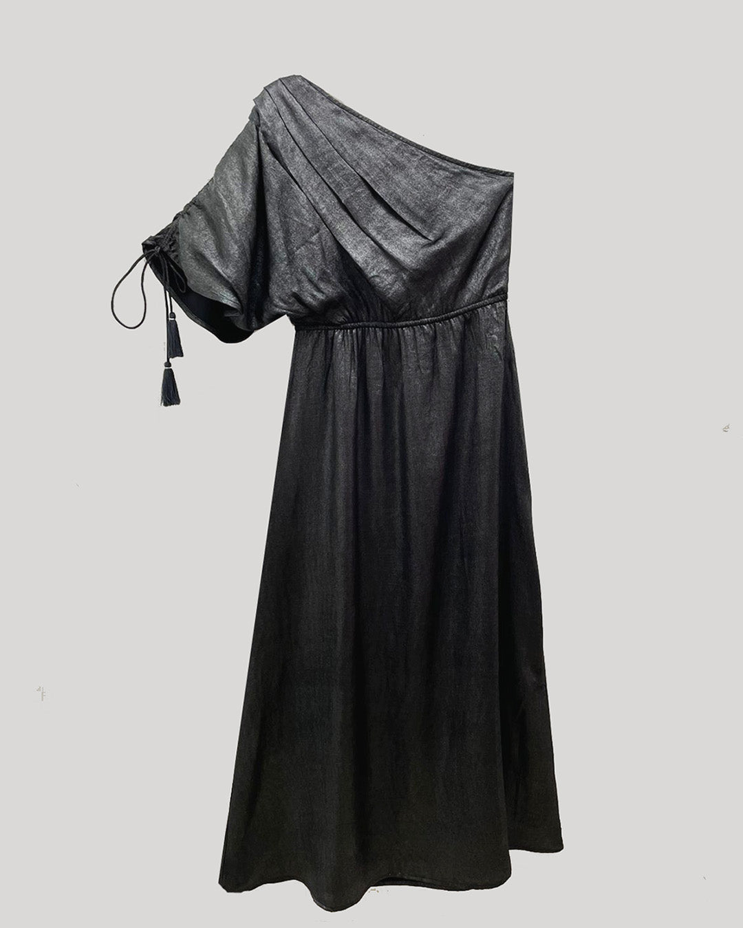 Black Satin One Shoulder Dress