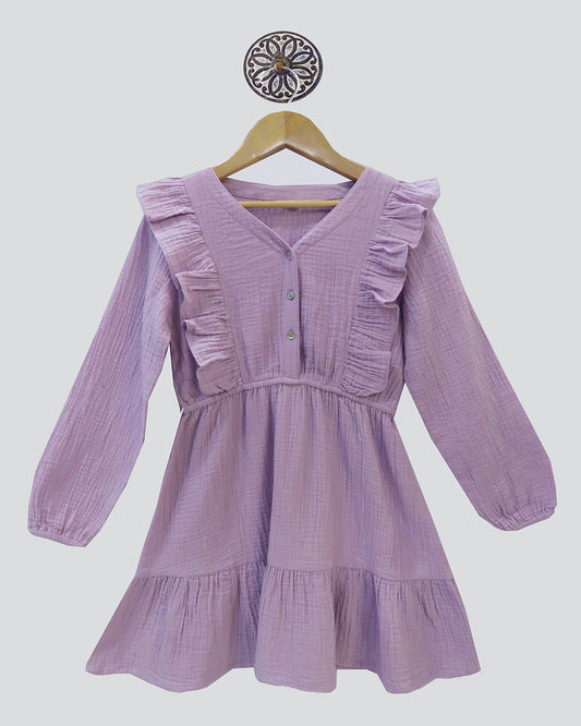 LILAC DRESS IN SOFT COTTON DOUBLE WEAVE