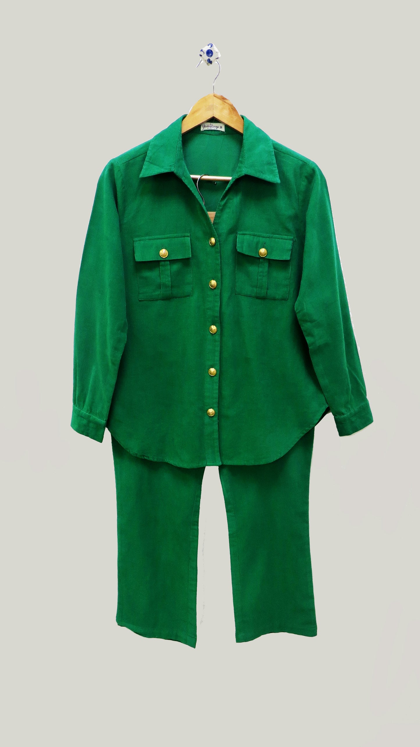 CORDUROY COORD SET WITH GOLDEN BUTTONS