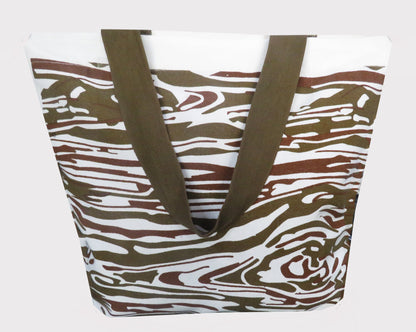 OFF WHITE AND GREEN PRINTED TOTE BAG