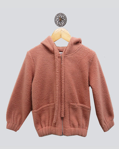 DUSTY PINK BABY JACKET WITH HOODIE