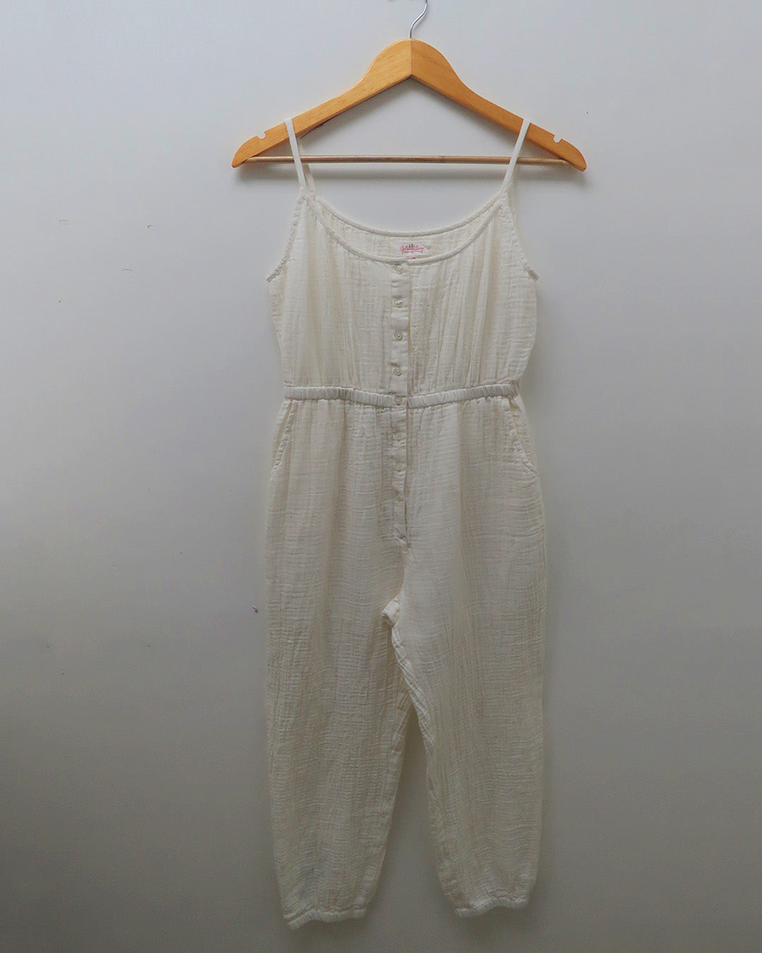 WHITE JUMPSUIT IN SOFT COTTON DOUBLE WEAVE