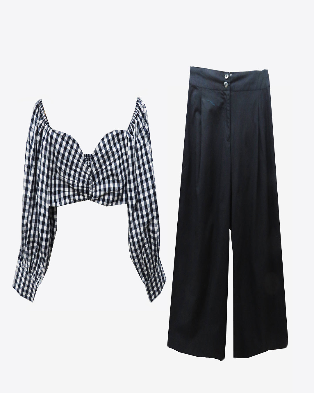 Blue Checks Crop Rop And Trousers