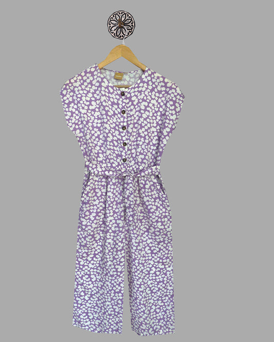 Lilac And White Printed Jumpsuit