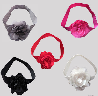 Flower Hairbands In A Combination Of Black,Red,Grey,White,Pink With A Decorative Detail At The Front