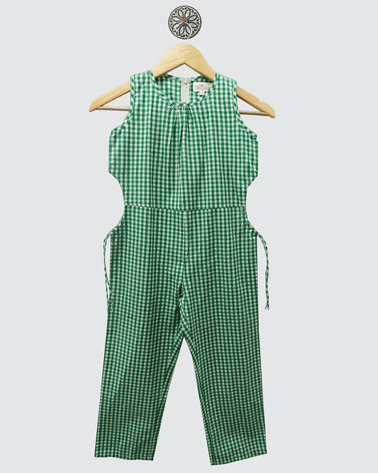 GREEN AND WHITE CHECKED JUMPSUIT
