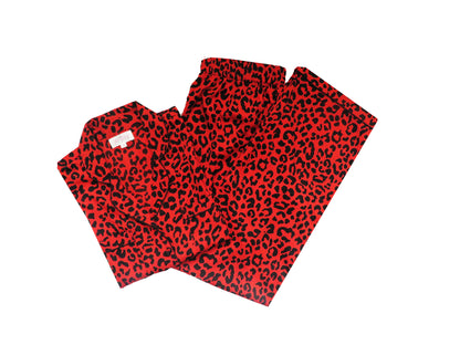 Full Sleeves Chic Red Animal Print Pj Party Nightsuit Set