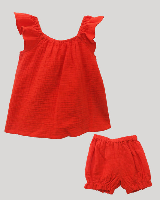 CORAL DRESS IN SOFT COTTON DOUBLE WEAVE WITH UNDER PANTS