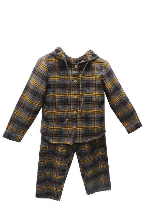 YELLOW AND BLACK CHECKED YARN-DYED TRACKSUIT