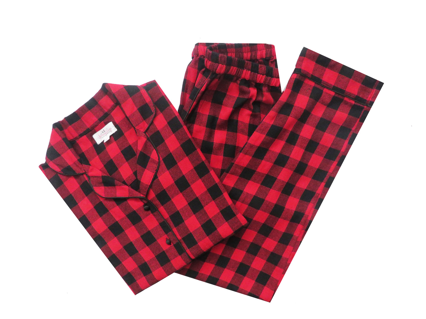 Full Sleeves Red And Black Big Checks Nightsuit Set