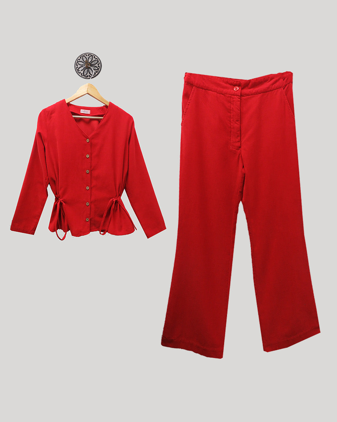 Red Corduroy Coord Set