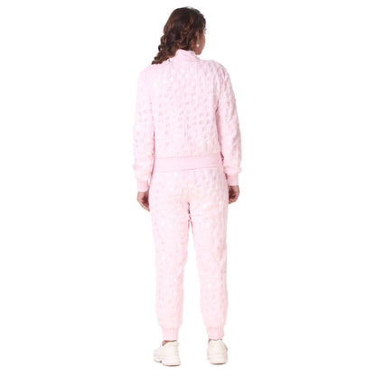 PINK FUR WITH UNICORN HEART PRINT -LOUNGEWEAR SET, FULL SLEEVE AND RELAXED FIT