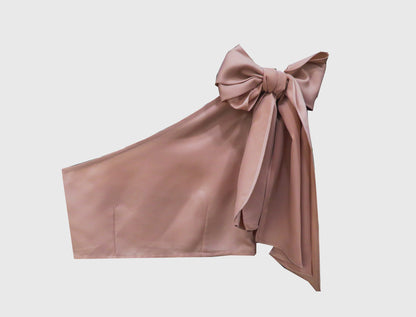 BLENDED SATIN ONE SHOULDER CROP TOP WITH A DRAPE  SILHOUETTE