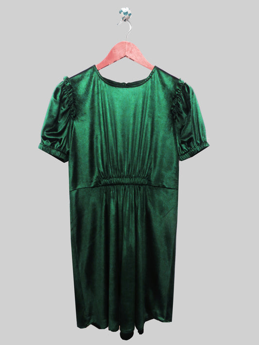 Bottle Green Velvet Dress