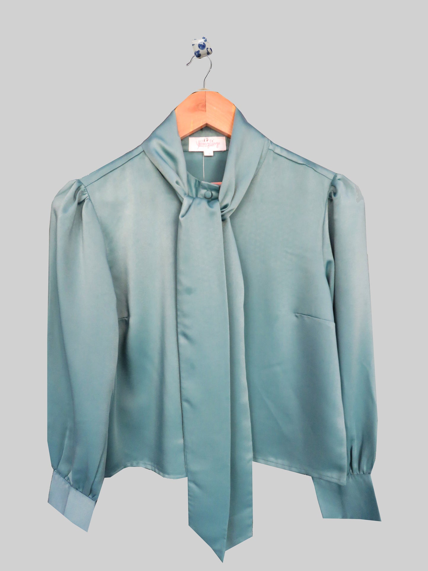 Aqua  Front String Blended Satin Shirt