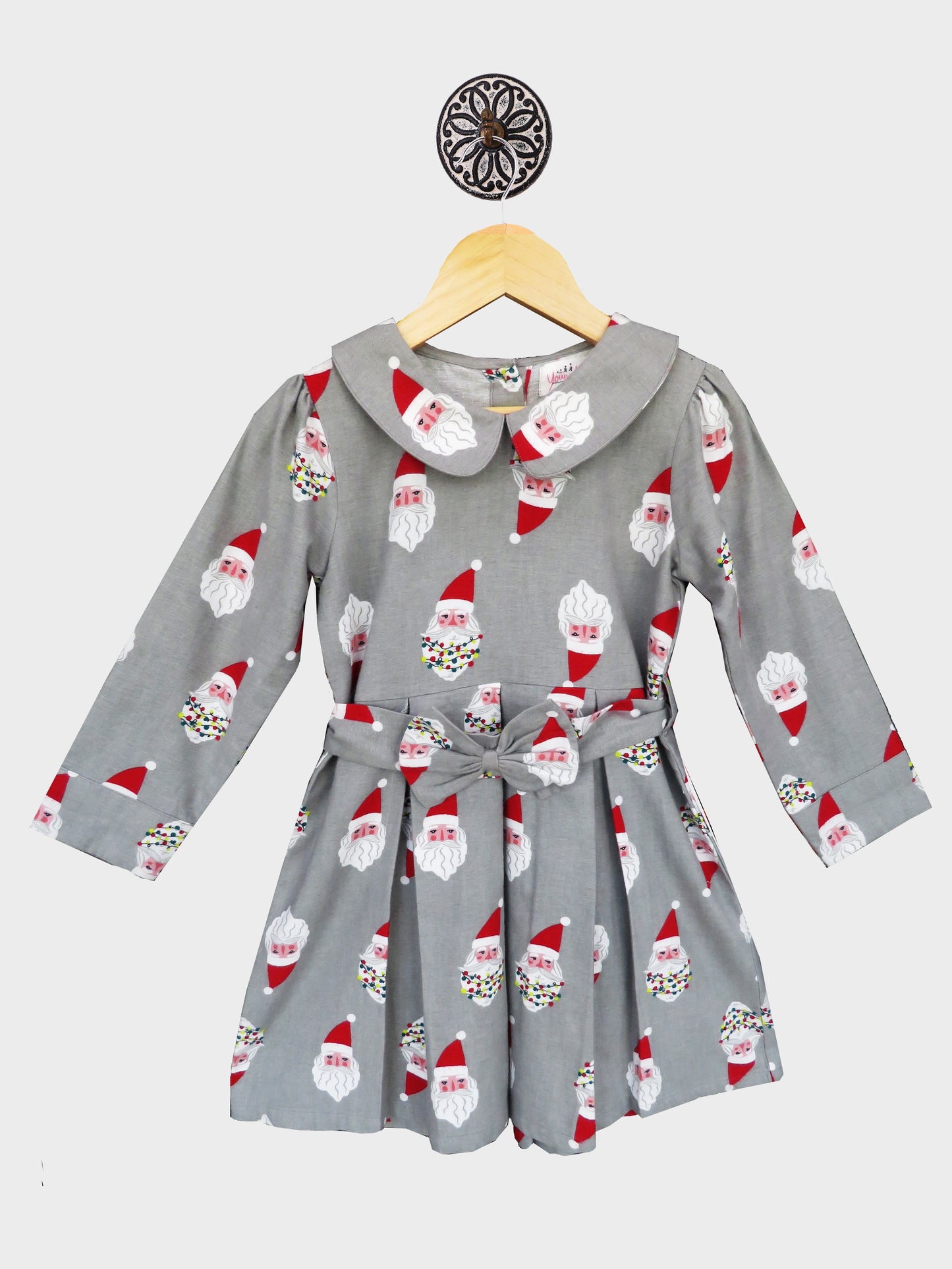 Grey Delicate,Minimal,Casual And Chic Santa Print Dress