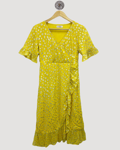 Yellow Festive Wrap Dress