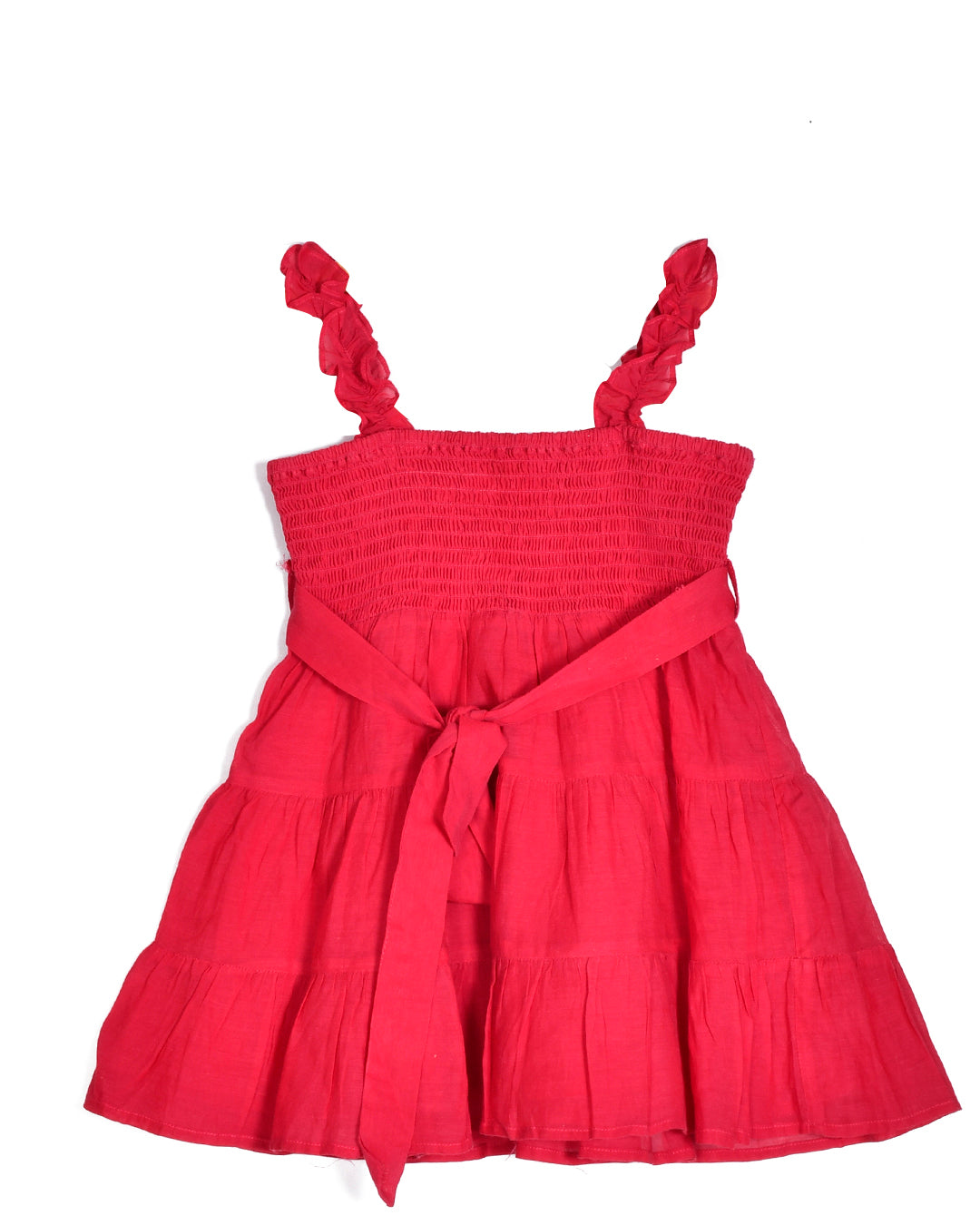 FUCHSIA DRESS WITH A FRONT BOW AND SMOCKING