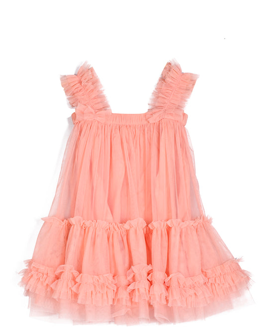 Peach Net Frill Dress