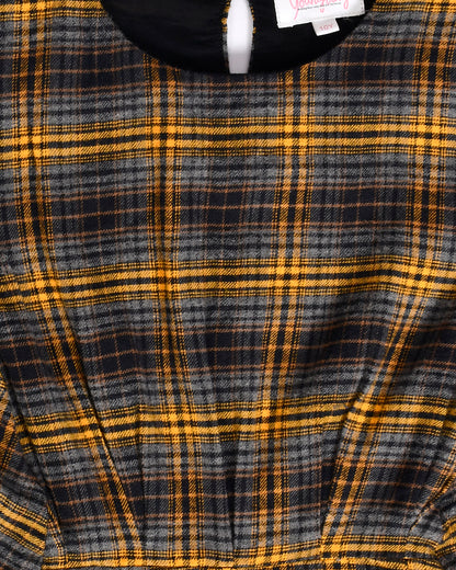 YELLOW AND BLACKE CHECKED YARN-DYED DRESS