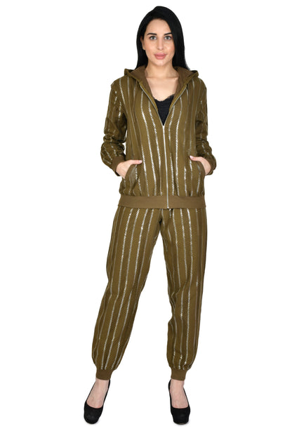 Olive Green Lurex Track Suit