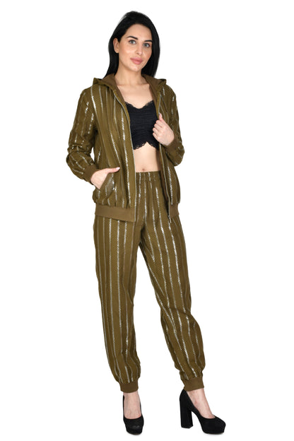 Olive Green Lurex Track Suit