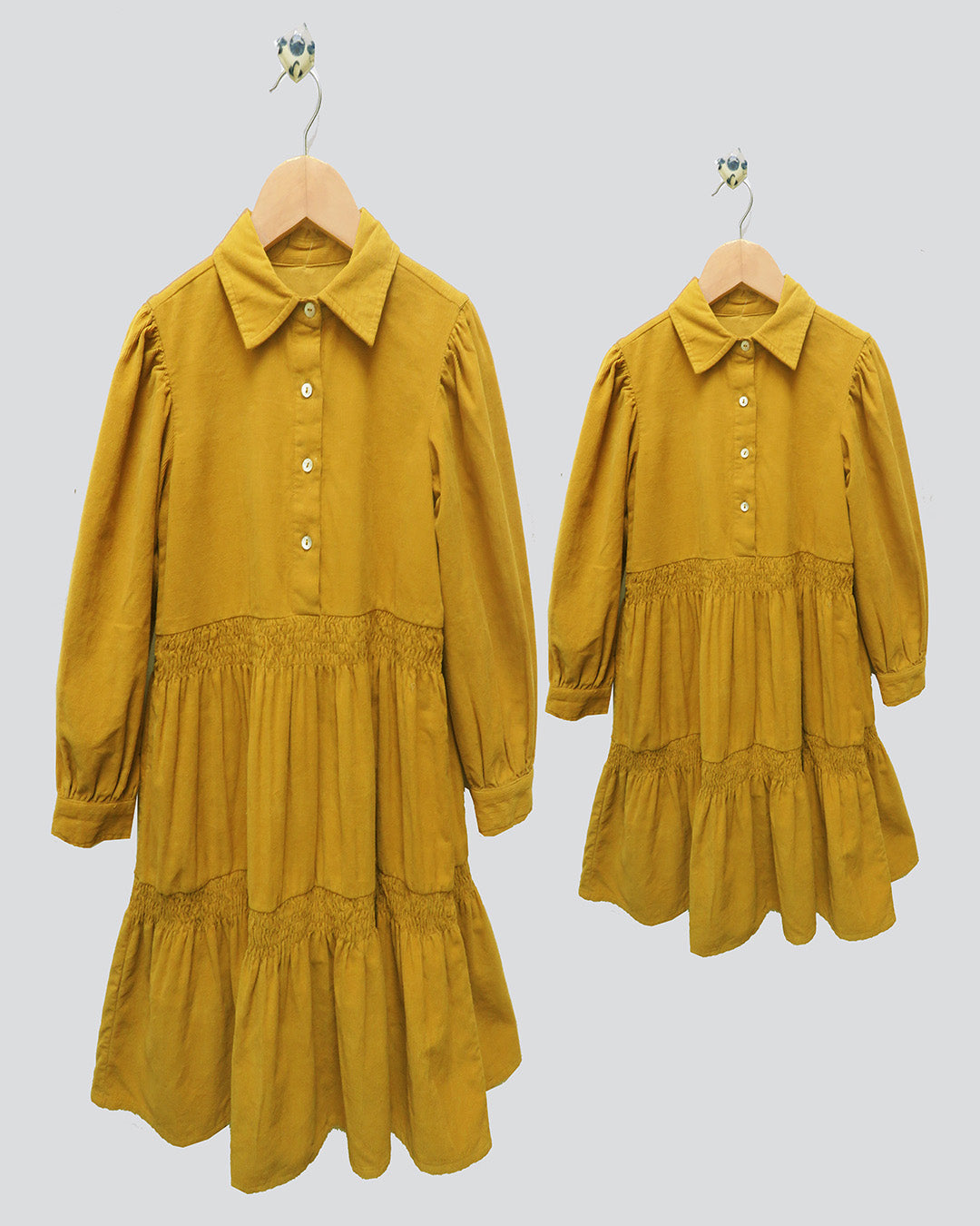 YELLOW SOFT AND COZY WINTER TWINNING DRESSES